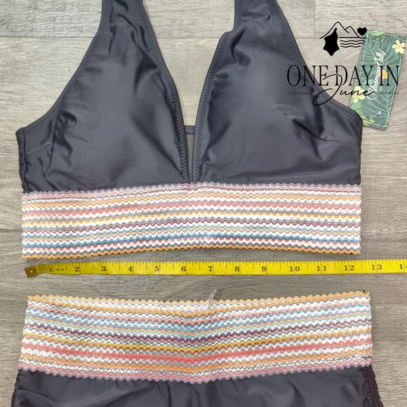 Blooming Jelly V Front High Waist Bikini Swimsuit Size M - Picture 4 of 6